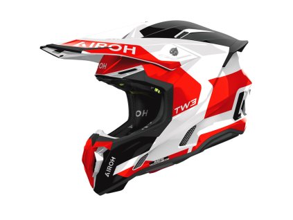 AIROH KASK CROSS / ENDURO / ATV / QUAD TWIST 3 FANCY RED GLOSS KOLOR CZARNY/BIAŁY/CZERWONY ROZMIAR L (Veľkosť L)
