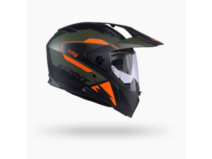 KENNY RACING KASK DUAL ADVENTURE EXTREME GRAPHIC KAKI KOLOR ZIELONY/POMARAŃCZOWY ROZMIAR XS (Veľkosť XS)