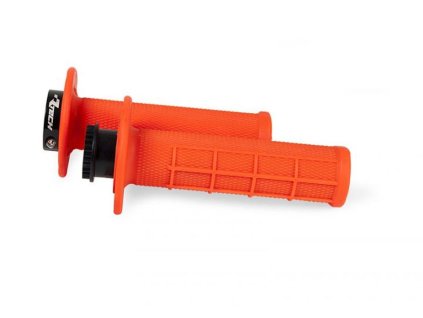RTECH Gripy (rukoväte) R20 Lock-On (22+25 mm) – oranžové neónové, Half Waffle, 8× adaptér plynu