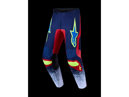 ALPINESTARS Motokrosové nohavice Fluid Drag 2027 – modrá/tmavomodrá/ohnivočervená/biela