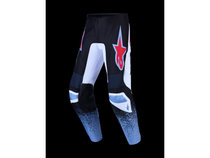 ALPINESTARS Motokrosové nohavice Fluid Drag 2027 – čierna/biela/svetlomodrá/červená fluo