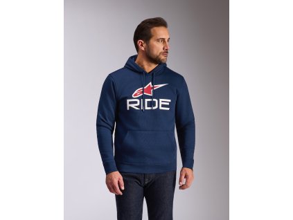 ALPINESTARS Mikina s kapucňou Ride V3 – tmavá modrá/biela/červená