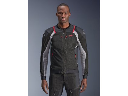 ALPINESTARS Priedušná moto bunda Troop-Air Pro – čierna/popolavá sivá/jasná červená