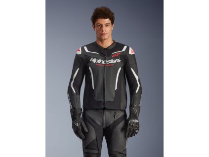 ALPINESTARS Kožená moto bunda GP Force V2 Air – čierna/biela