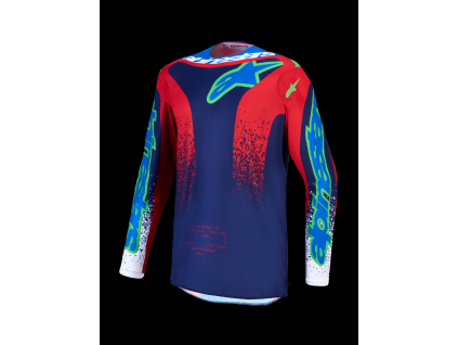 ALPINESTARS Motokrosový dres Fluid Drag 2027 – modrá/tmavomodrá/ohnivočervená/biela