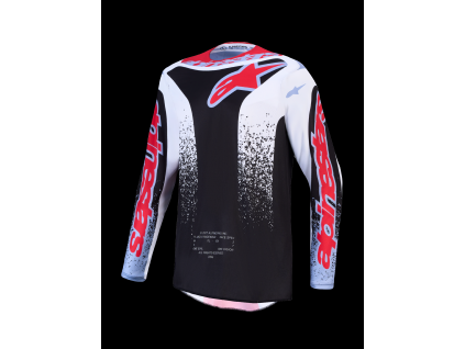 ALPINESTARS Motokrosový dres Fluid Drag 2027 – čierna/biela/svetlomodrá/červená fluo