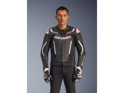 ALPINESTARS Kožená moto bunda GP Force V2 – čierna/biela