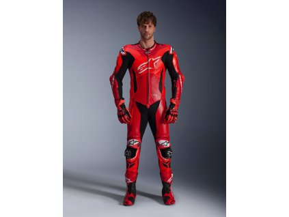 ALPINESTARS Kožená moto kombinéza GP Plus V4 Sprint 1-Piece – červená fluo/stredná červená/biela