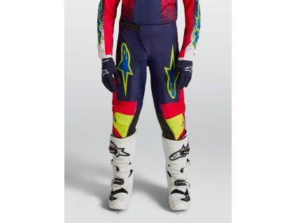 ALPINESTARS Detské motokrosové nohavice Youth Fluid Drag 2027 – modrá/tmavomodrá/ohnivočervená/biela