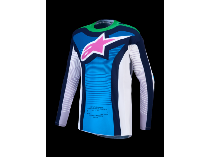 ALPINESTARS Motokrosový dres Techstar Maven 2027 – biela/modrá Blithe/zelená fluo