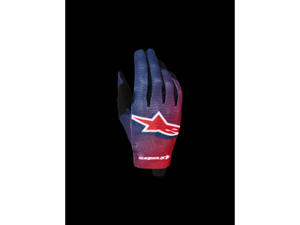 ALPINESTARS Detské motokrosové rukavice Radar 2027 – ohnivá červená/tmavá modrá