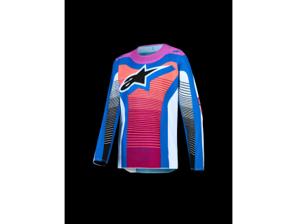 ALPINESTARS Detský motokrosový dres Youth Supertech Maven 2027 – biela/koralová Hot Coral/modrá Blithe