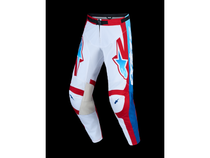 ALPINESTARS Motokrosové nohavice Racer Hunt 2027 – biela/ohnivočervená/modrá UCLA