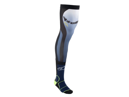 ALPINESTARS Vysoké ponožky pod kolenné ortézy Knee Brace – nočná tmavá modrá/žltá fluo