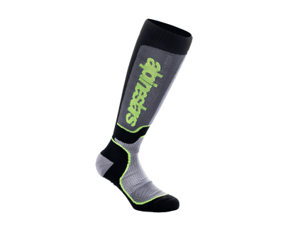 ALPINESTARS Motokrosové ponožky MX Plus – čierna/sivá/žltá fluo