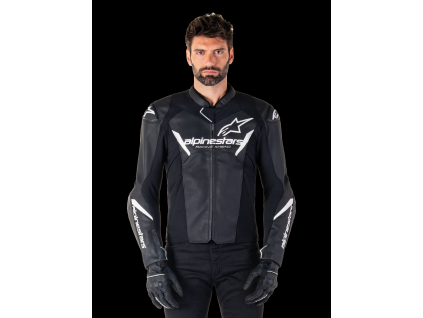 ALPINESTARS Kožená moto bunda Faster V3 – čierna/biela