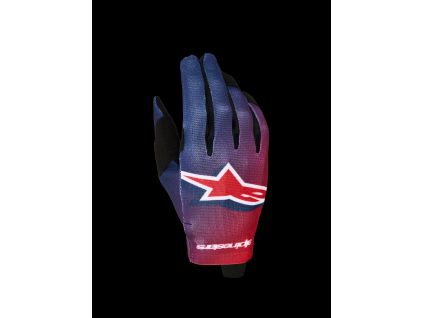 ALPINESTARS Motokrosové rukavice Radar 2027 – ohnivá červená/tmavá modrá
