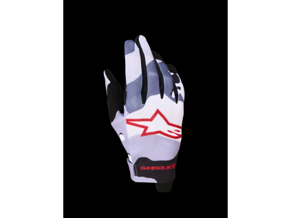ALPINESTARS Motokrosové rukavice Radar 2027 – popolavá sivá/svetlá fialová/červená/čierna