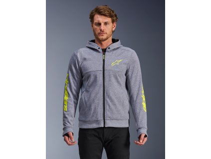 ALPINESTARS Ochranná moto mikina Chrome V2 Sport – sivá melírovaná/žltá fluo