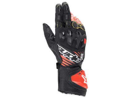 ALPINESTARS Kožené moto rukavice GP Tech V2 – čierna/biela/červená fluo