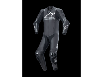 ALPINESTARS Jednodielna kožená moto kombinéza Missile V2 Ward 1PC – čierna/metalická sivá