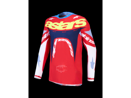 ALPINESTARS Motokrosový dres Supertech Dyna 2027 – ohnivočervená/biela/tmavomodrá/modrá