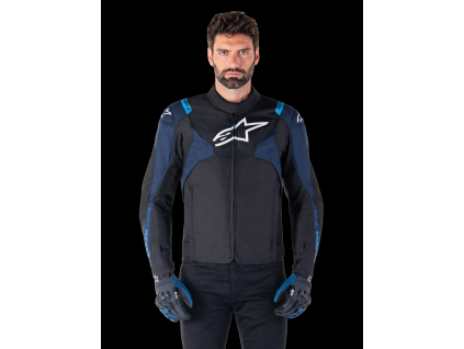 ALPINESTARS Nepremokavá športová moto bunda T-Jaws V4 Waterproof – čierna/tmavá modrá/modrá Blithe