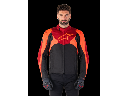 ALPINESTARS Nepremokavá športová moto bunda T-Jaws V4 Waterproof – čierna/červená fluo/tmavá červená