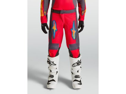ALPINESTARS Detské motokrosové nohavice Youth Fluid Hunt 2027 – ohnivočervená/kamenná sivá/koralová Hot Coral