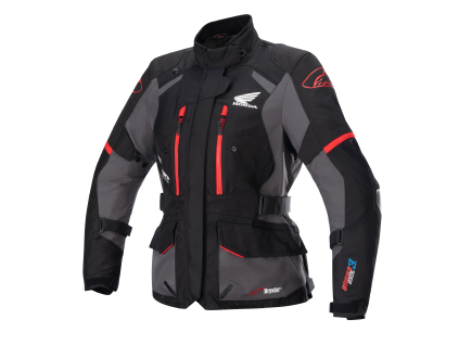 ALPINESTARS Dámska nepremokavá moto bunda Honda Stella Andes V3 Drystar – čierna/sivá Tar/jasná červená