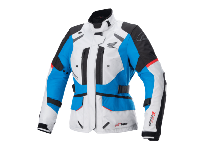 ALPINESTARS Dámska nepremokavá moto bunda Honda Stella Andes V3 Drystar – ľadová sivá/modrá/jasná červená