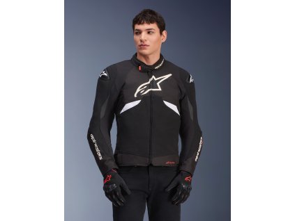 ALPINESTARS Nepremokavá športová moto bunda T-GP R V3 Drystar – čierna/biela