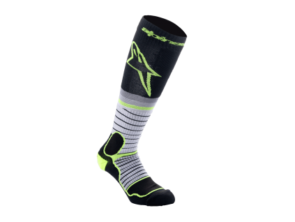 ALPINESTARS Motokrosové ponožky MX Pro V2 – čierna/sivá/žltá fluo