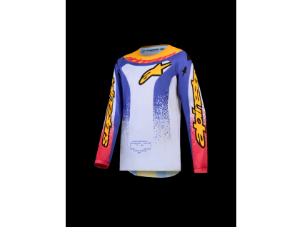 ALPINESTARS Detský motokrosový dres Youth Fluid Drag 2027 – svetloorgovánová/modrá Iris/zlatá