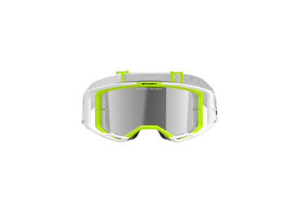 ALPINESTARS Motokrosové okuliare Vision 8 Wordmark – biela/žltá fluo, strieborné zrkadlové sklo