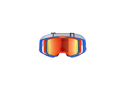 ALPINESTARS Motokrosové okuliare Vision 8 Wordmark – modrá/oranžová, červené zrkadlové sklo