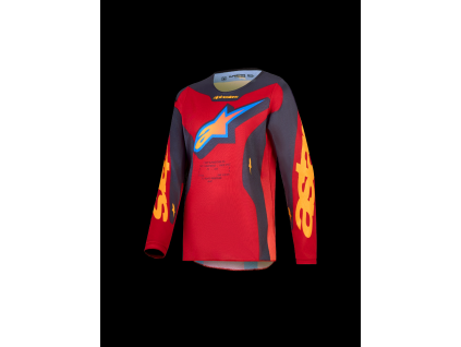 ALPINESTARS Detský motokrosový dres Youth Fluid Hunt 2027 – ohnivočervená/kamenná sivá/koralová Hot Coral