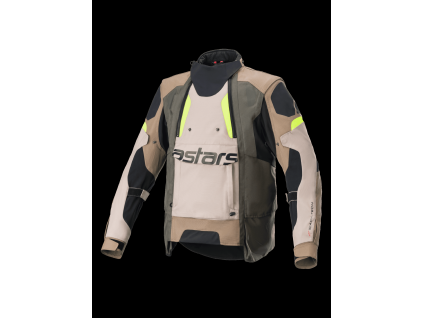 ALPINESTARS Moto bunda Harok Drystar – tmavá kaki/piesková/fluorescenčná žltá