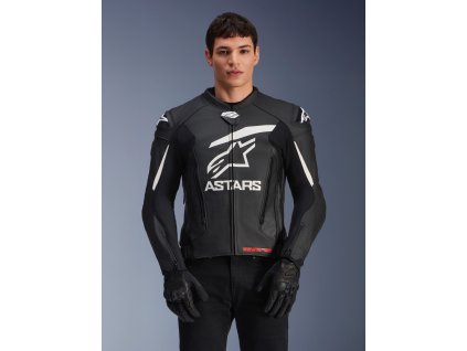 ALPINESTARS Kožená moto bunda GP Plus V4 – čierna/biela