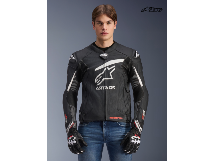 ALPINESTARS Kožená moto bunda GP Plus R V4 Rideknit – čierna/biela