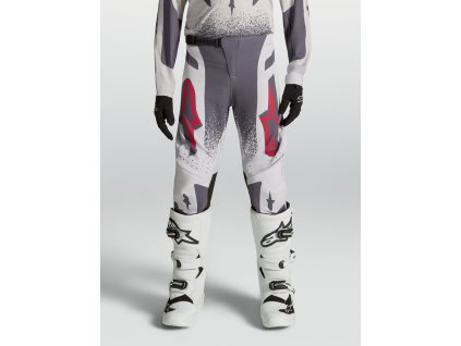 ALPINESTARS Detské motokrosové nohavice Supertech Swan 2027 – svetlofialová/tmavosivá/červená fluo