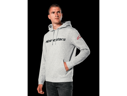 ALPINESTARS Mikina s kapucňou Linear Wordmark V3 – sivý melír/červená