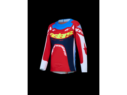 ALPINESTARS Detský motokrosový dres Youth Supertech Dyna 2027 – ohnivočervená/biela/tmavomodrá/modrá