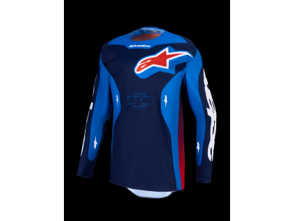 ALPINESTARS Motokrosový dres Racer Hunt 2027 – modrá Strong/modrá Deep Blue/ohnivočervená
