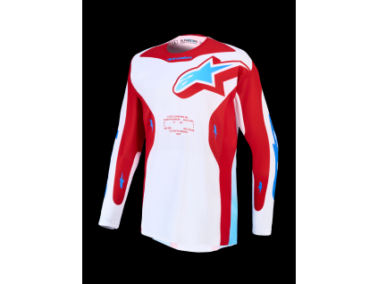 ALPINESTARS Motokrosový dres Racer Hunt 2027 – biela/ohnivočervená/modrá UCLA