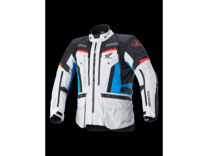 ALPINESTARS Textilná moto bunda Honda Bogotá Pro Drystar – ľadová sivá/modrá/jasná červená