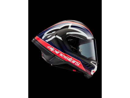 ALPINESTARS Integrálna prilba Supertech R10 Team ECE 22.06 – čierna Carbon/červená fluo/tmavá modrá matná
