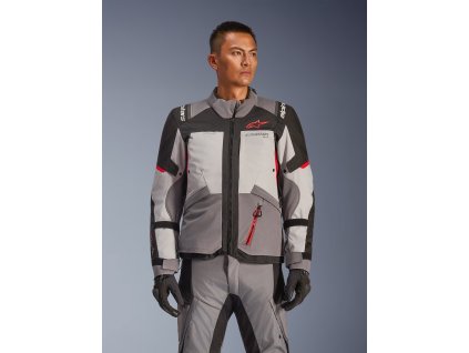 ALPINESTARS Textilná moto bunda Andes V4 Drystar – tmavá sivá/ľadová sivá/čierna/jasná červená