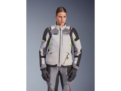 ALPINESTARS Dámska nepremokavá moto bunda Stella Andes V4 Drystar – ľadová sivá/tmavá sivá/čierna/žltá fluo