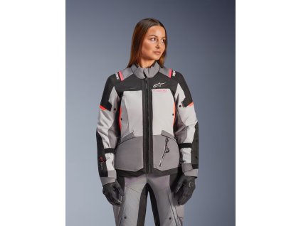 ALPINESTARS Dámska nepremokavá moto bunda Stella Andes V4 Drystar – tmavá sivá/ľadová sivá/čierna/koralová fluo